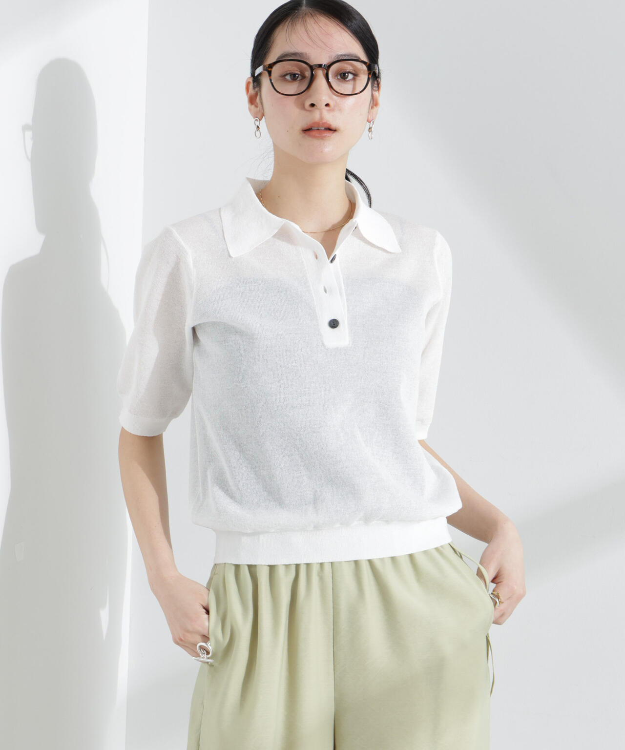 シアーミラノリブニットポロ 6695122316