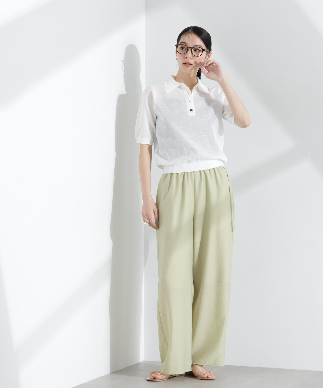 シアーミラノリブニットポロ 6695122316