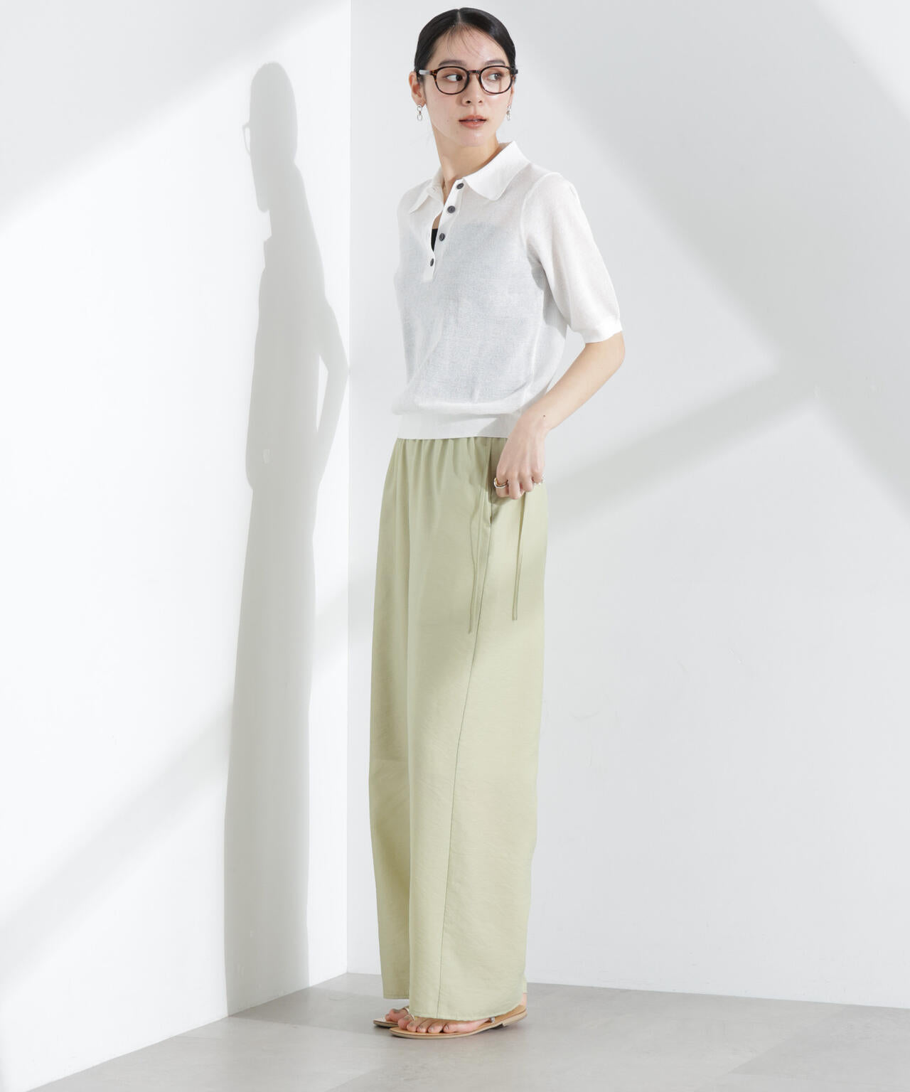 シアーミラノリブニットポロ 6695122316