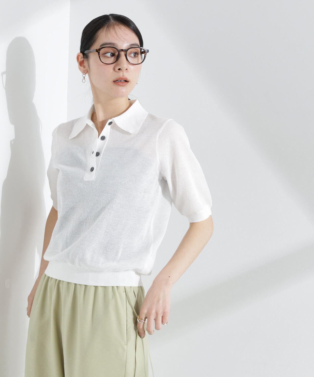 シアーミラノリブニットポロ 6695122316