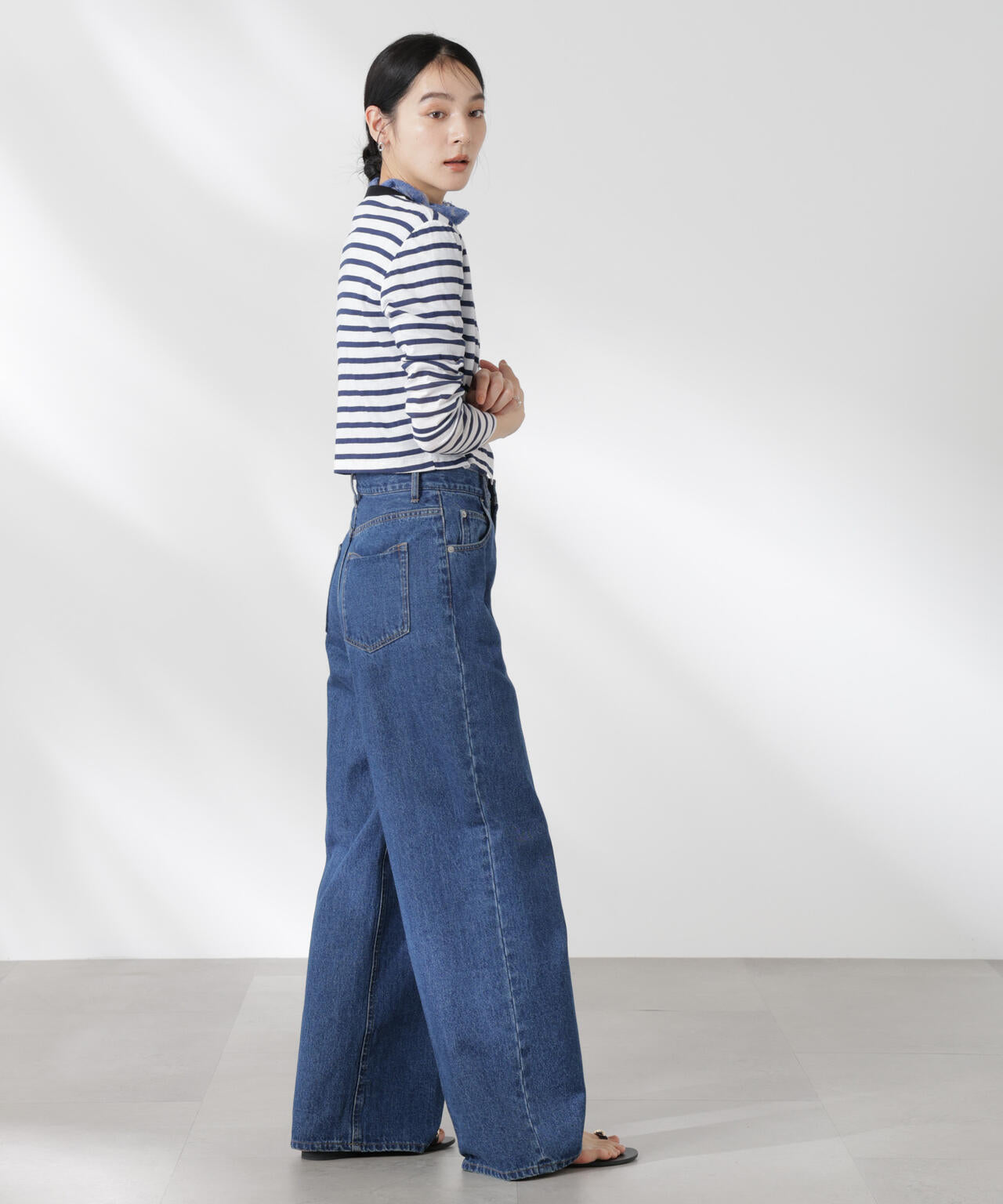 ボーダーシアーコットンカーディガン 6695123310