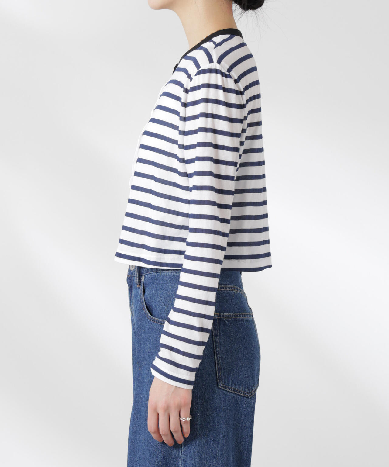 ボーダーシアーコットンカーディガン 6695123310