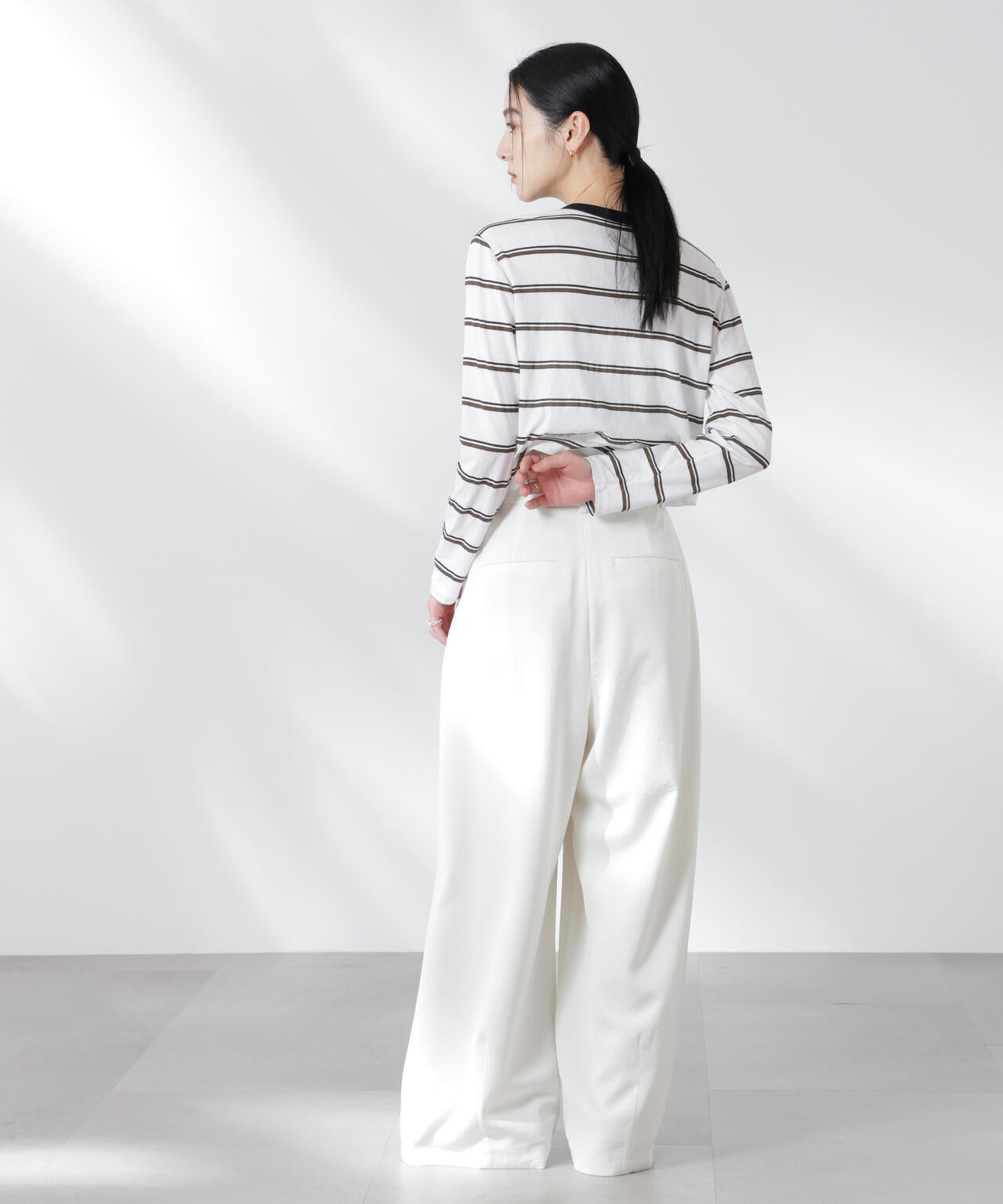 ボーダーシアーコットンカーディガン 6695123310