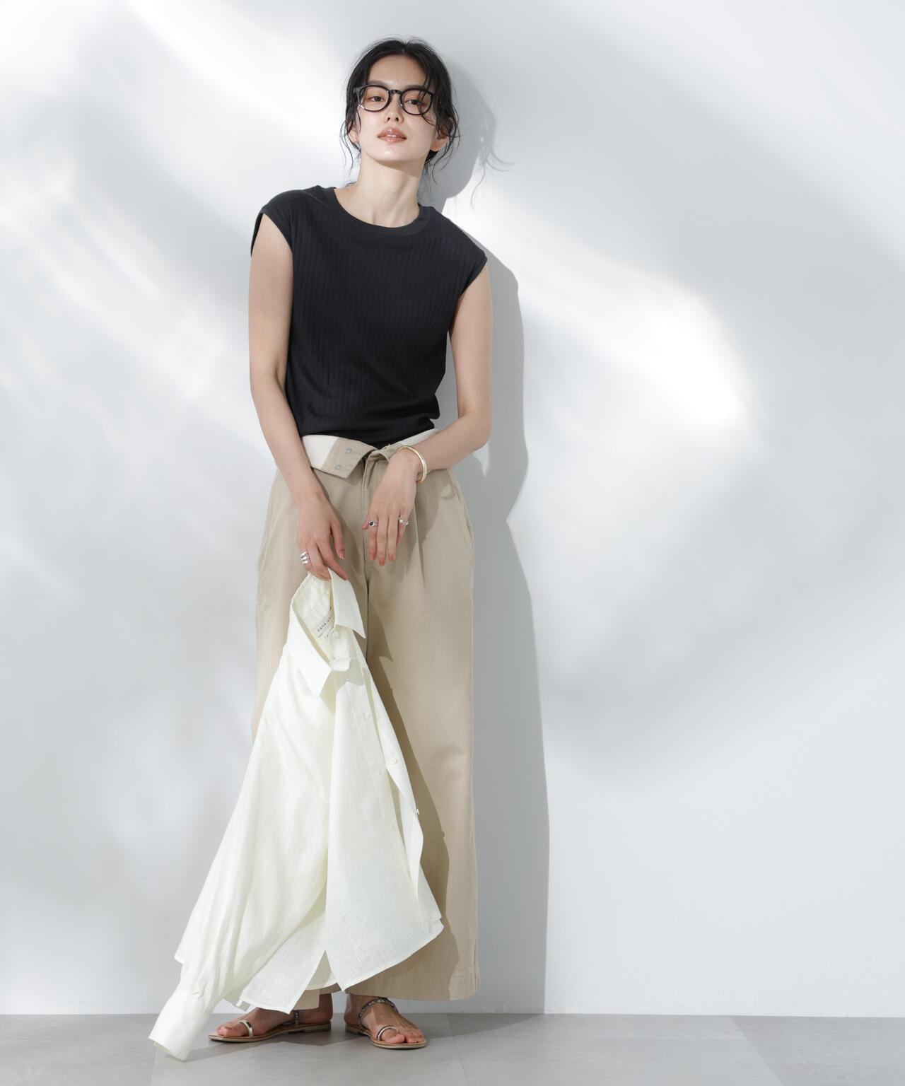 Anti Soaked(R) 汗染み防止リブノースリーブTシャツ（セットアップ可） 6695124305