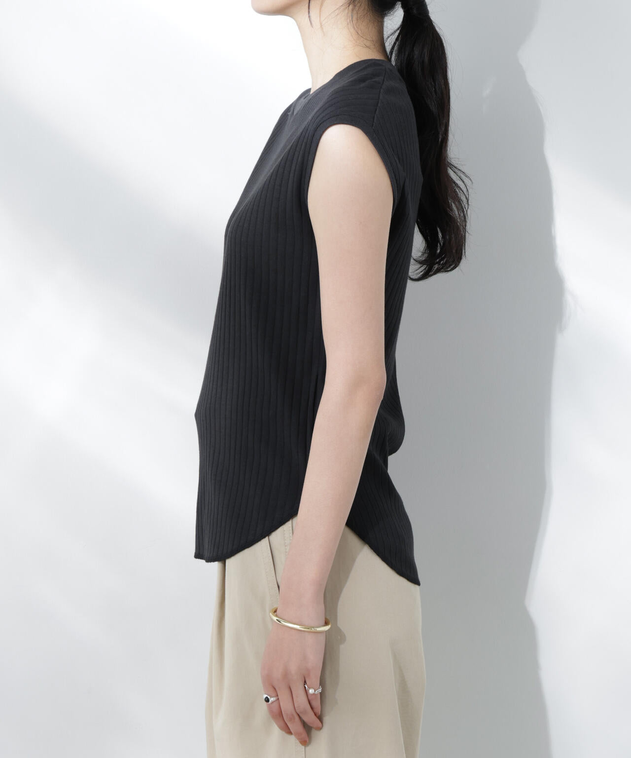 Anti Soaked(R) 汗染み防止 リブ ノースリーブ Tシャツ