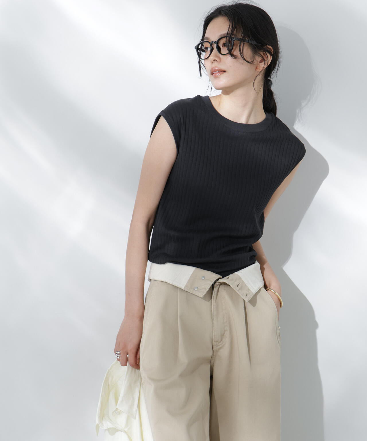 Anti Soaked(R) 汗染み防止リブノースリーブTシャツ（セットアップ可） 6695124305