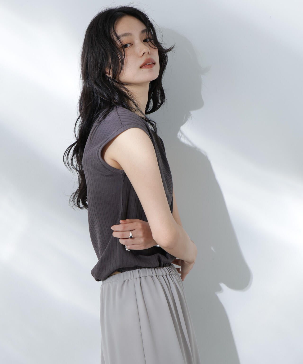 Anti Soaked(R) 汗染み防止リブノースリーブTシャツ（セットアップ可） 6695124305