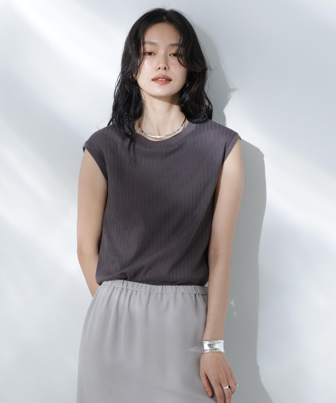 Anti Soaked(R) 汗染み防止リブノースリーブTシャツ（セットアップ可） 6695124305