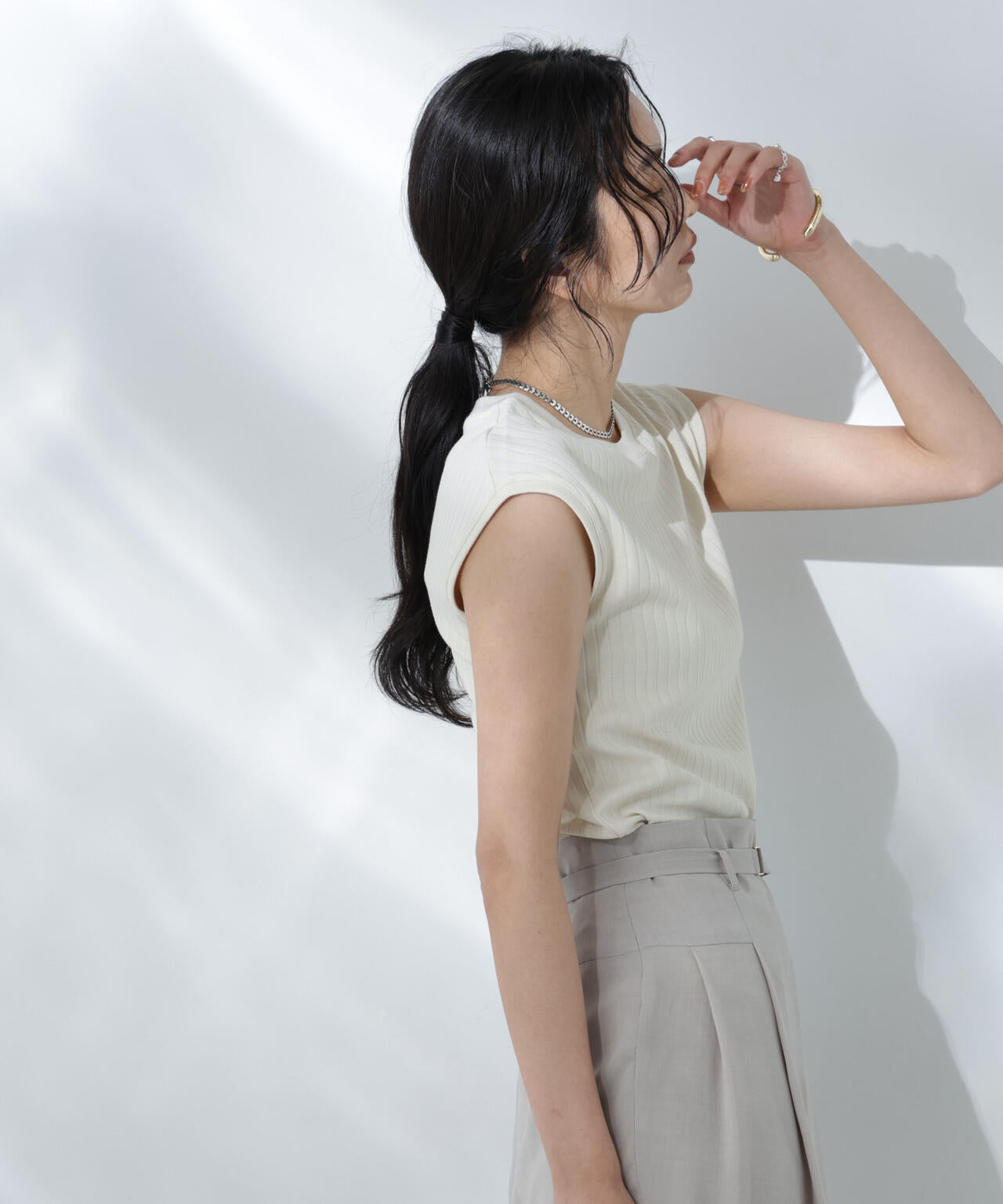 Anti Soaked(R) 汗染み防止リブノースリーブTシャツ（セットアップ可） 6695124305
