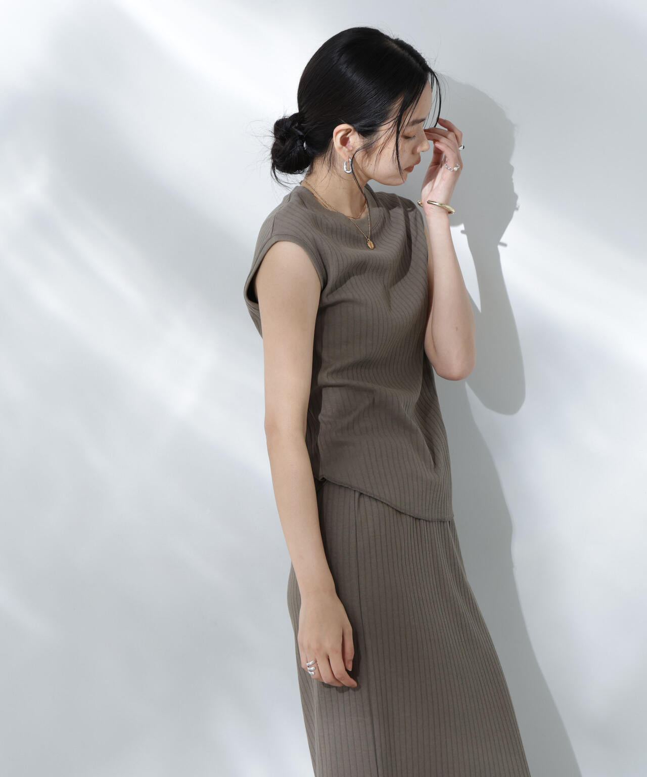 Anti Soaked(R) 汗染み防止リブノースリーブTシャツ（セットアップ可） 6695124305