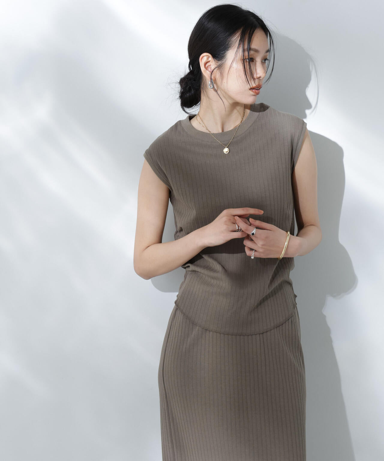 Anti Soaked(R) 汗染み防止リブノースリーブTシャツ（セットアップ可） 6695124305