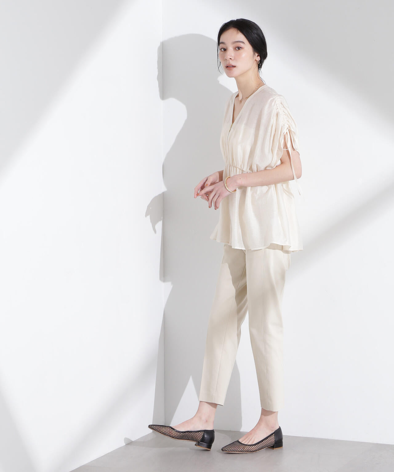 needle センターブレスパンツ simbanara センタープレス スリム パンツ