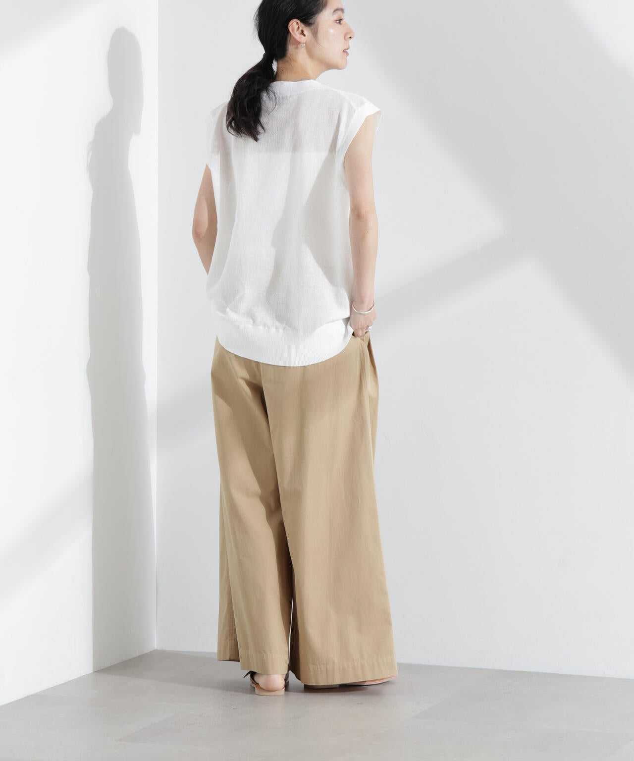 コットンタックワイドパンツ 6695127319