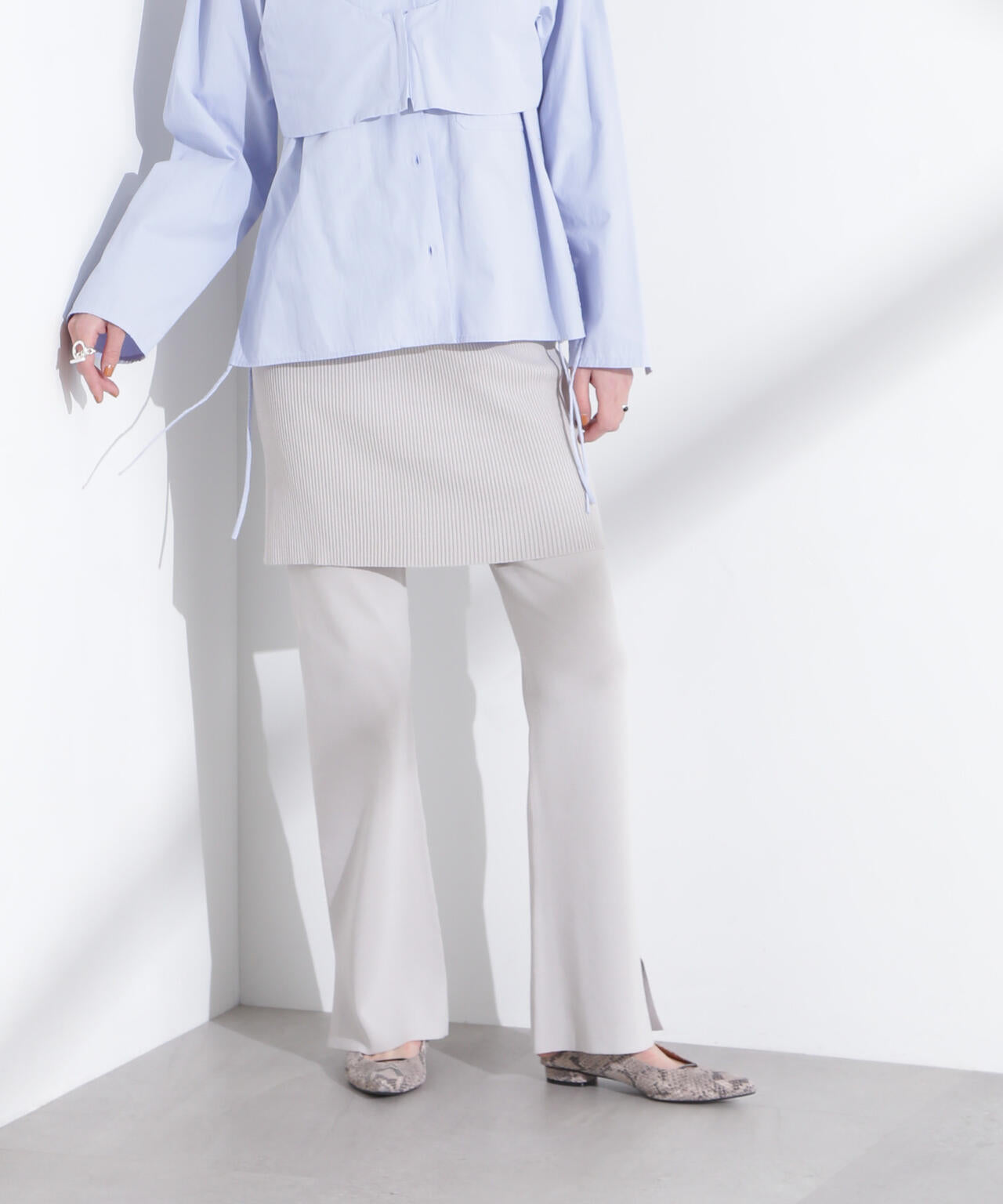レイヤードニットパンツ 6695127322