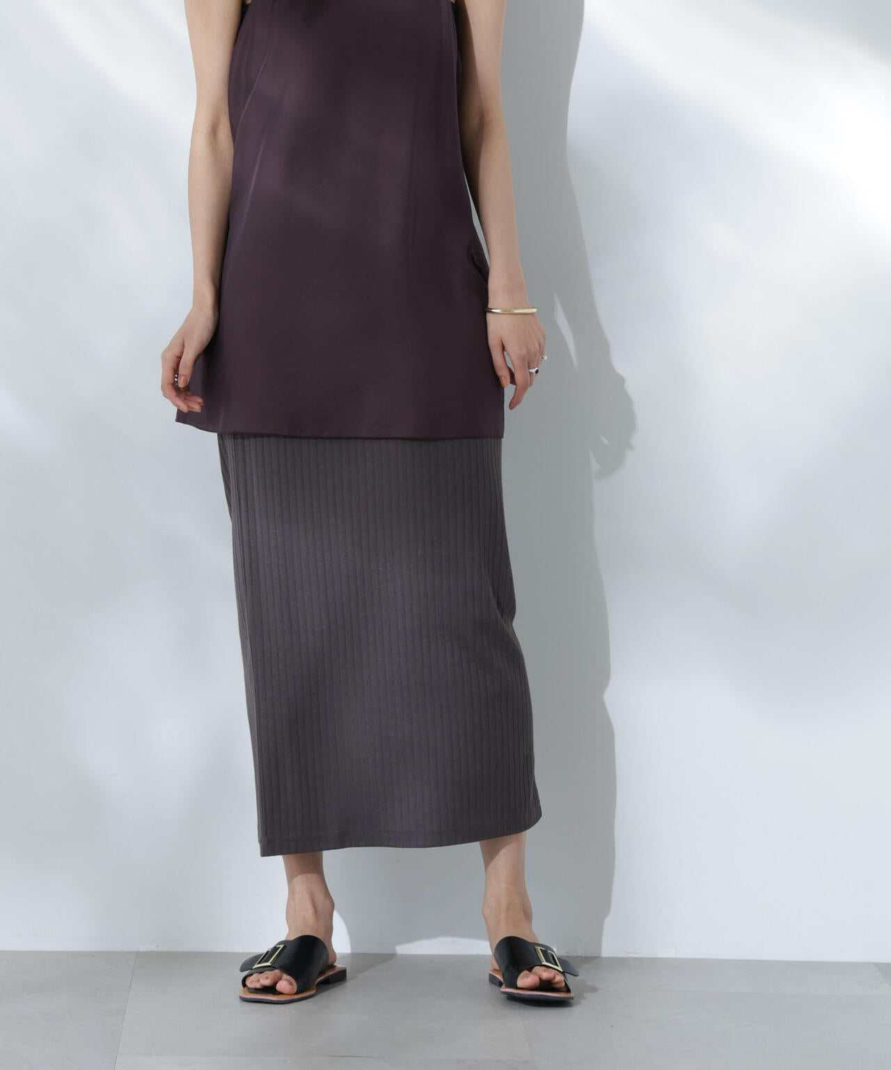 ＼極美品／完売品 ナノユニバース 共ベルト タイトスカート 有村架純さん着用 シアー ボリュームスカート