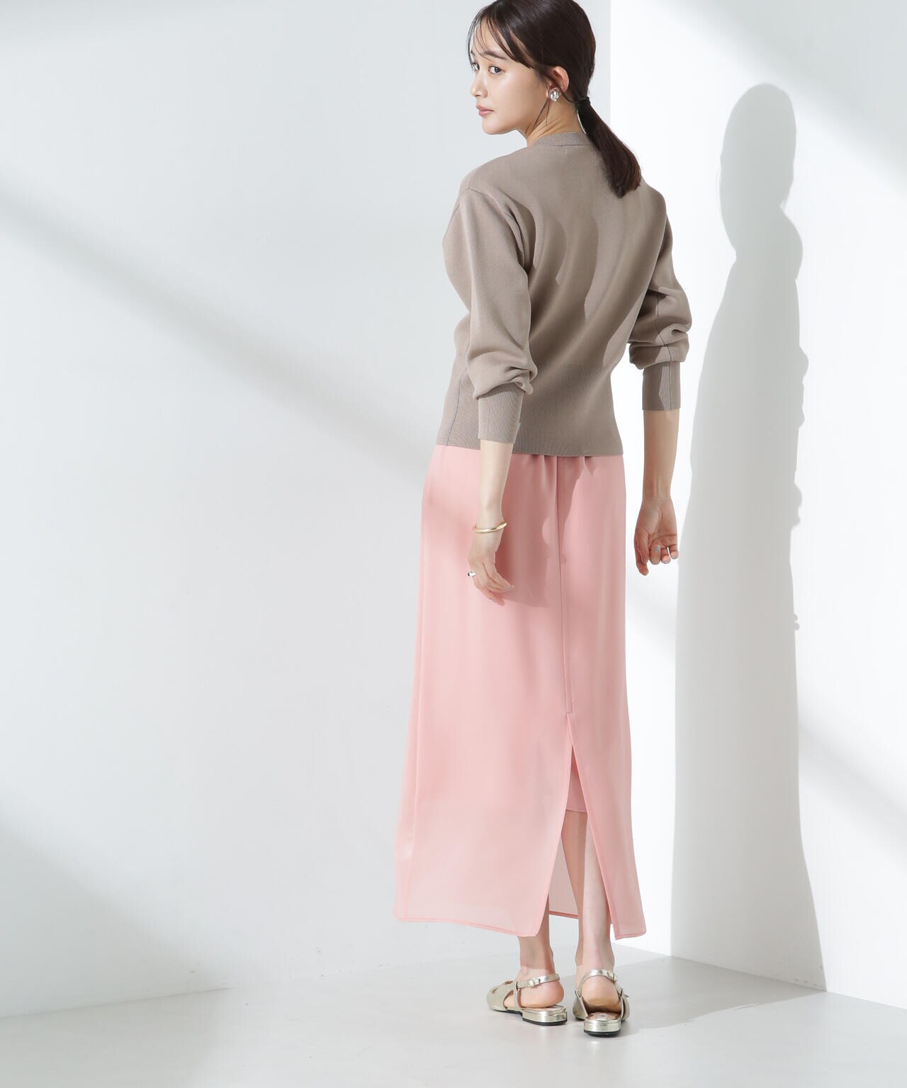 MARK&LONA☆両サイドスリットUVリブストレッチスカートS白 MARK&LONA☆両サイドスリットUVリブストレッチスカートS白