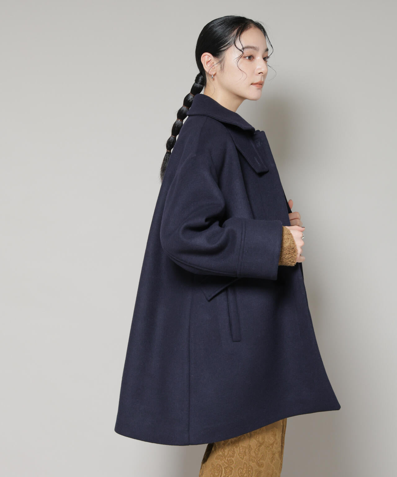 WooLoop Aライン ステンカラー ミドルコート