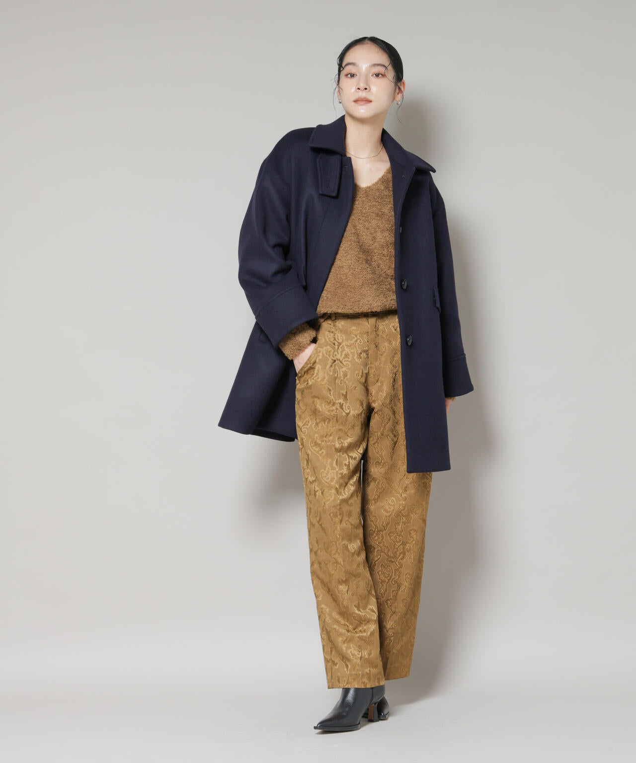 WooLoop Aライン ステンカラー ミドルコート