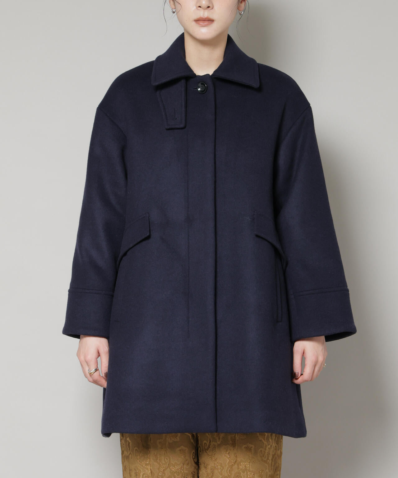 WooLoop Aライン ステンカラー ミドルコート