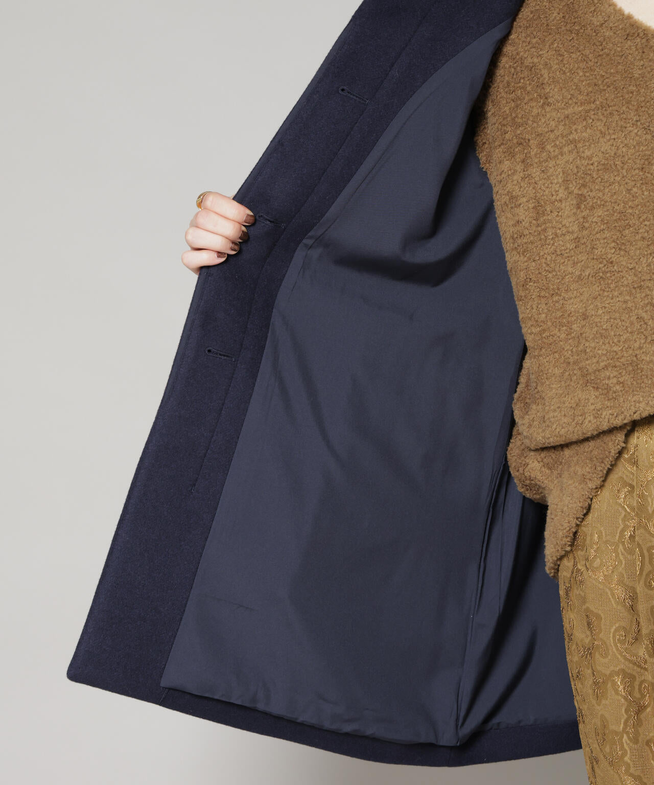 WooLoop Aラインステンカラーミドルコート 6695211300