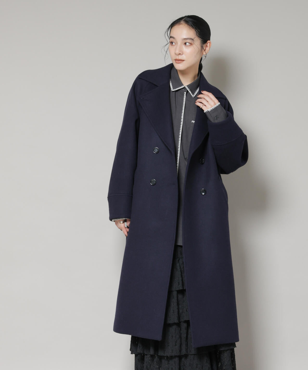h*3様 アンクレイヴ　コクーンPコート　メルトンウール　ダブルブレスト　ネイビ 2025年最新】アンクレイヴ uncrave pコートの人気アイテム - メルカリ