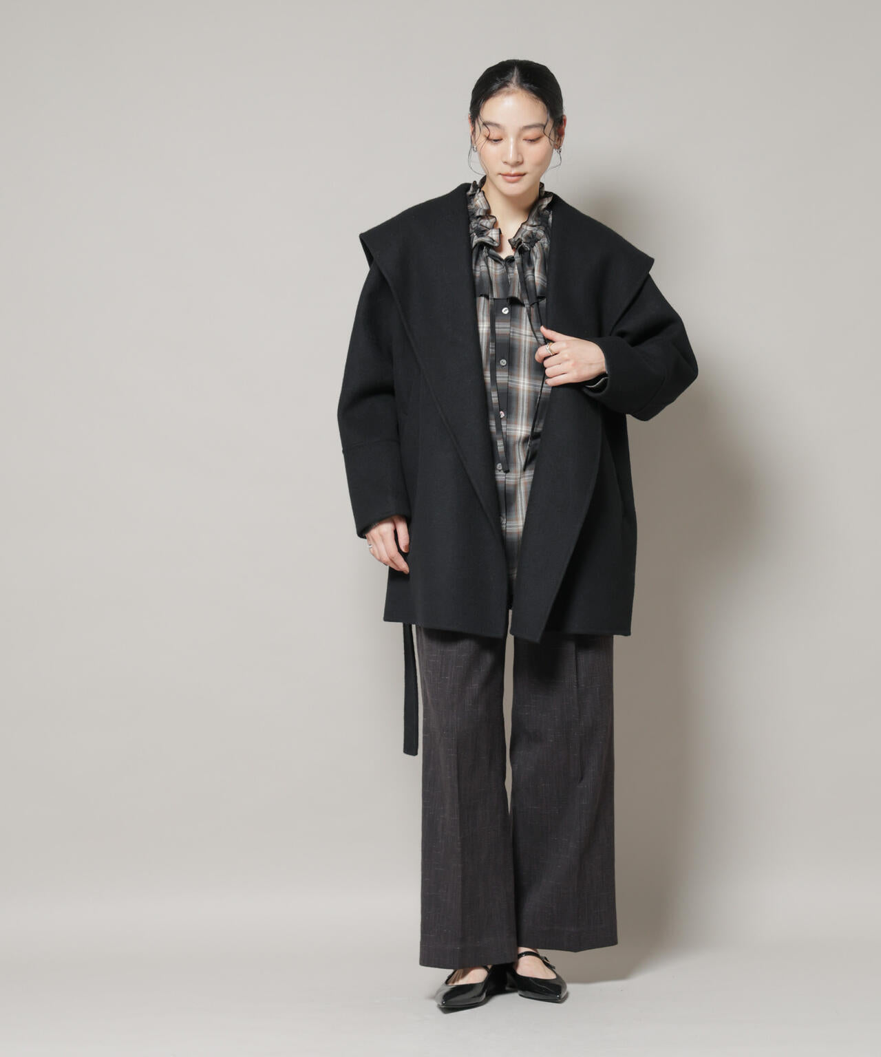 SUPER110blend リバー ショール ミディコート