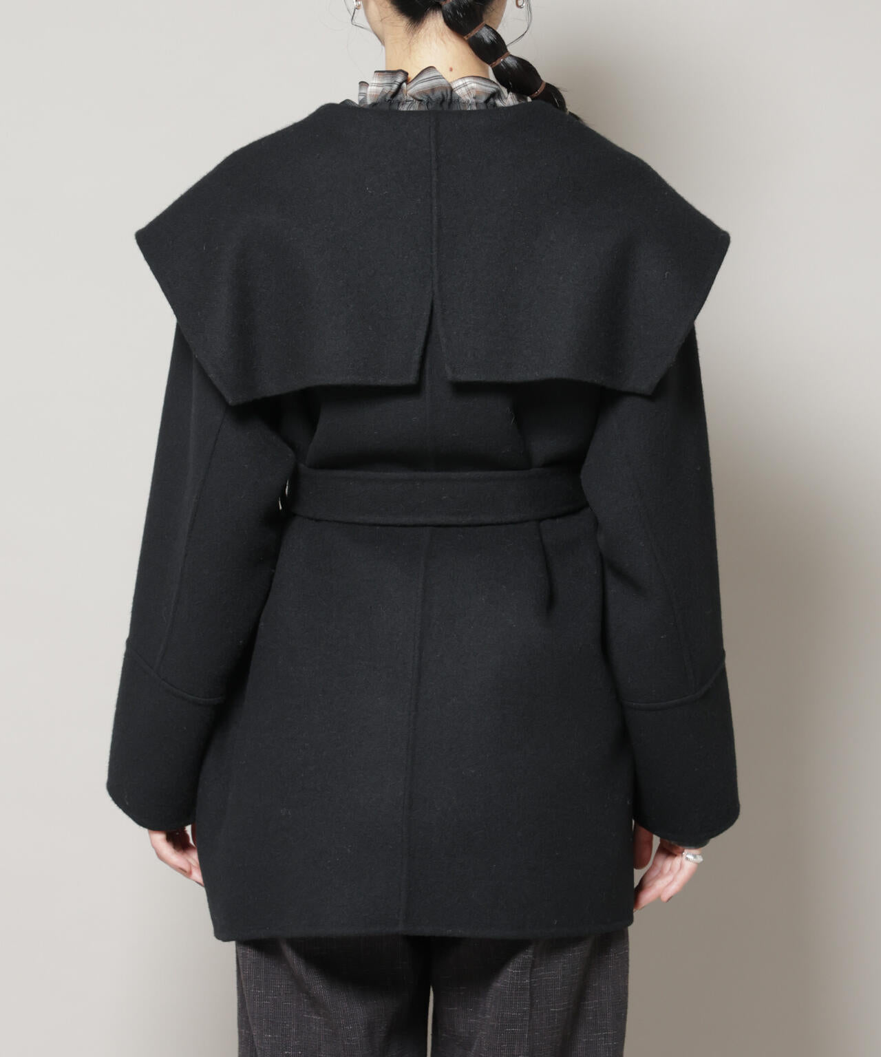 美品✨ロペ　4.6万　ショールカラー　リバーコート　ネイビー　36 ふっくら感 美品✨ロペ 4.6万 ショールカラー リバーコート ネイビー 36