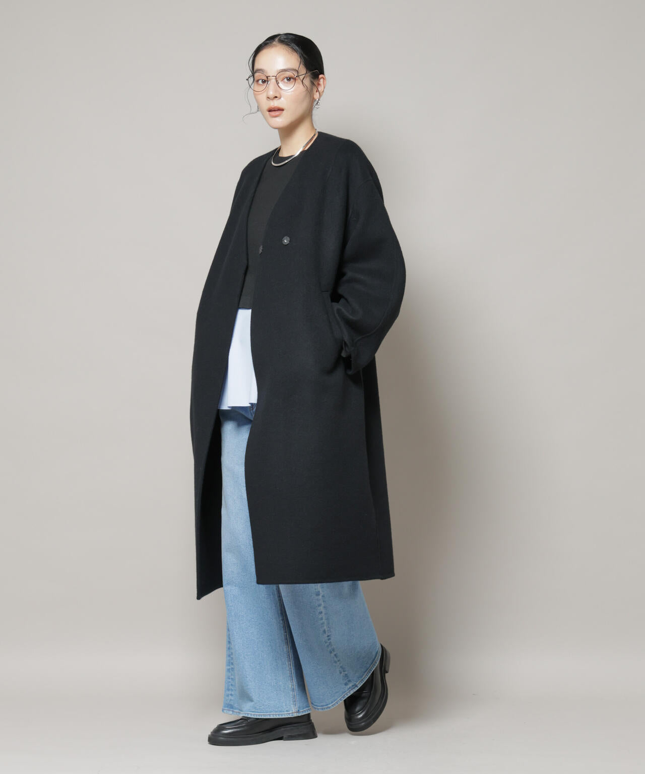 専用ですDrawerコンビリバーウール ノーカラーコート275,000円 23区 ノーカラーコート コート ウールリバー レディース