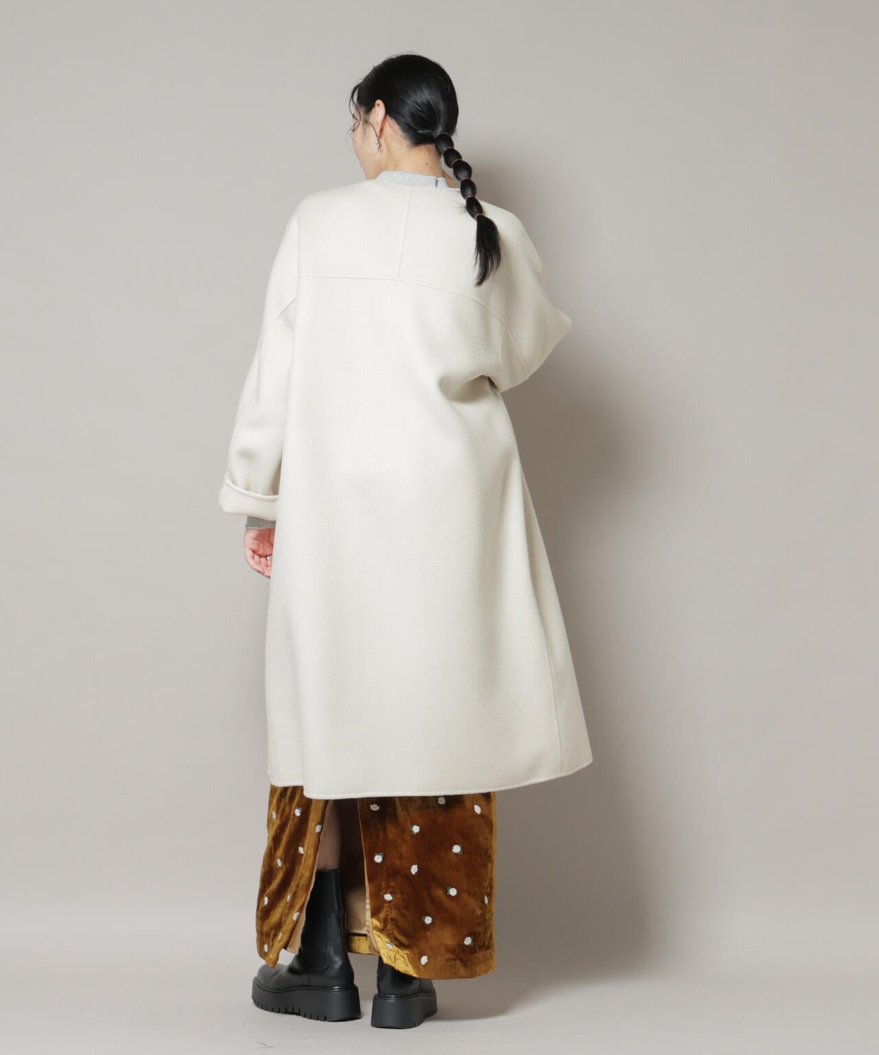 SUPER110blend リバー ノーカラー ロングコート