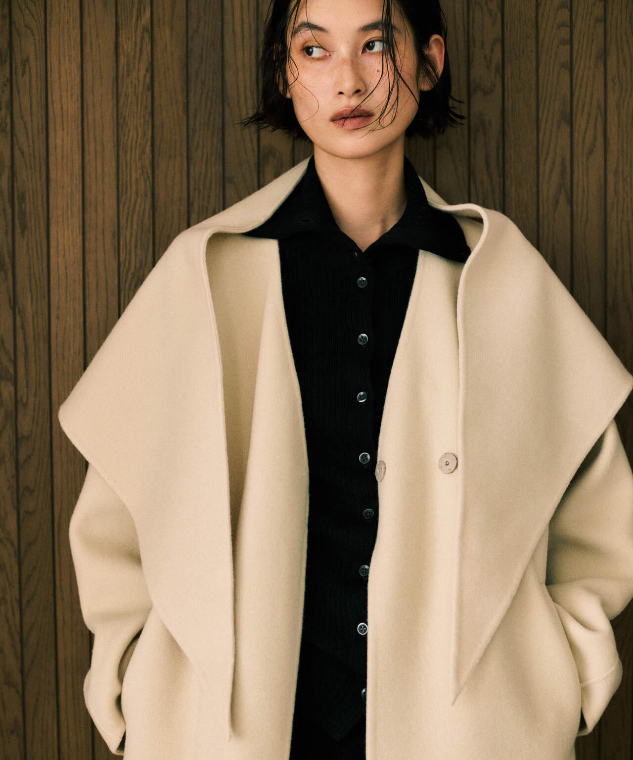 美品✨ LOHEN デザイン 2WAY ロングコート ワンピ ベージュ36 raffime ステンカラーコート コート 2WAYステンカラーロングコート