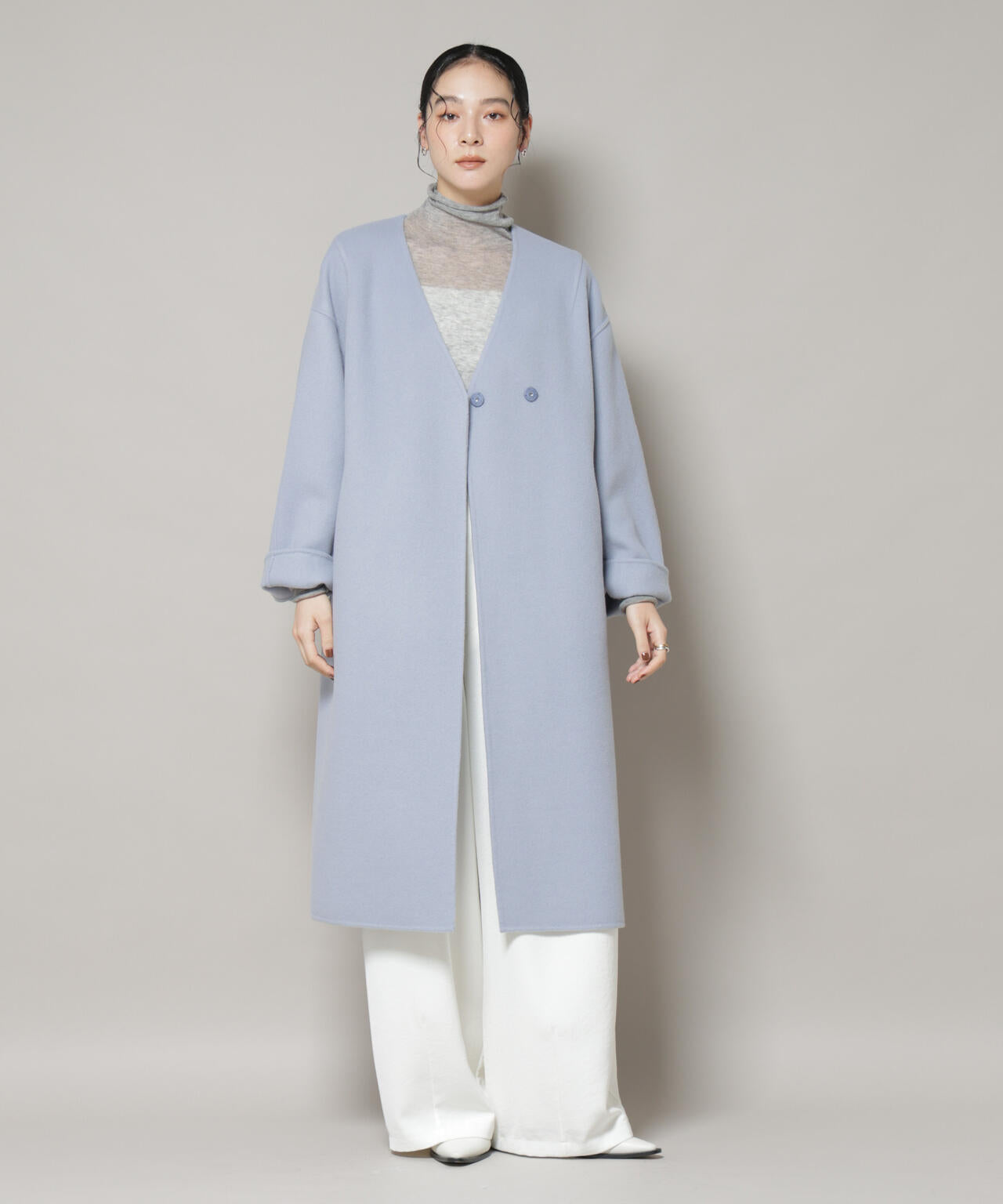 SUPER110blend リバー ノーカラー ロングコート