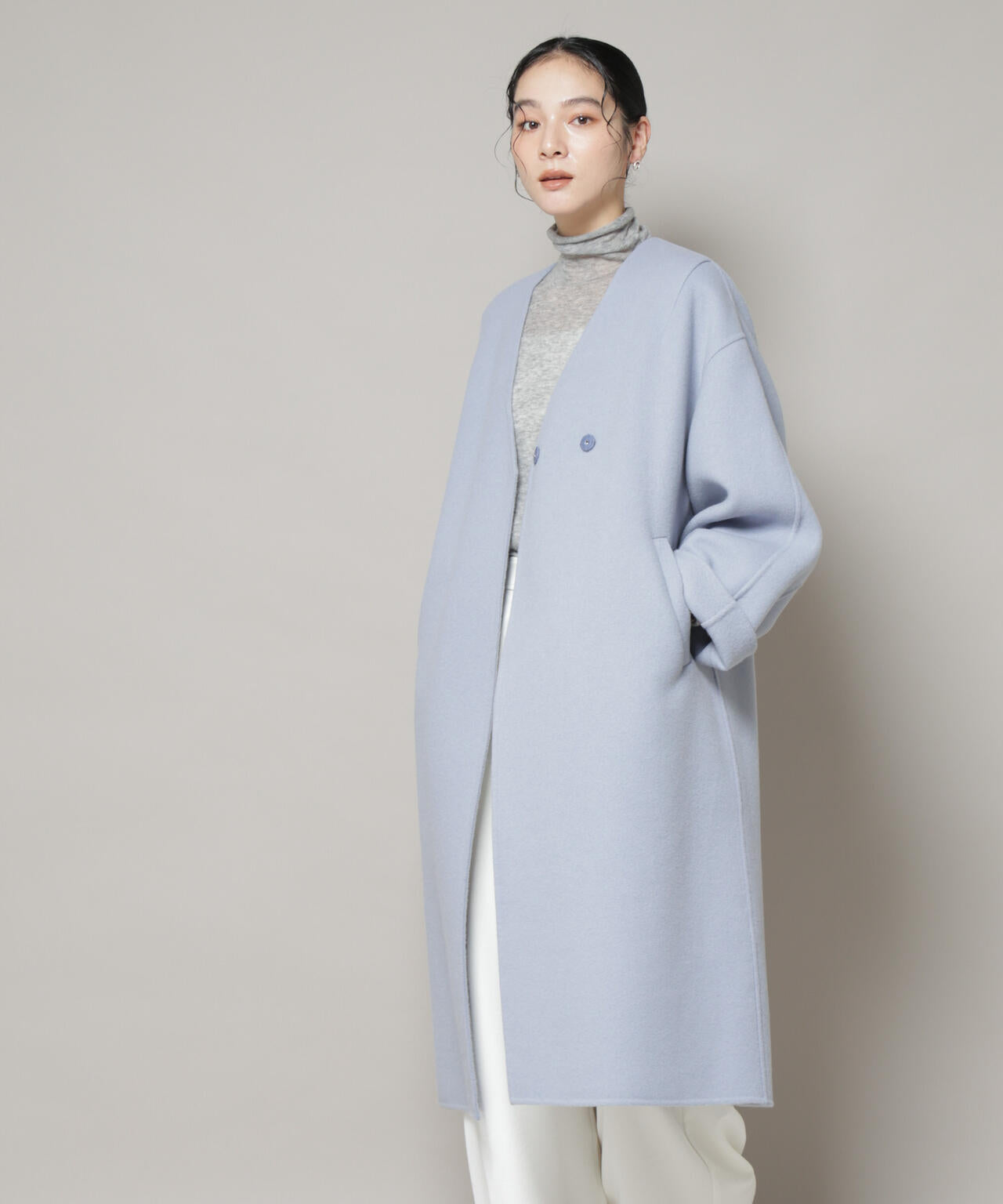 SUPER110blend リバー ノーカラー ロングコート