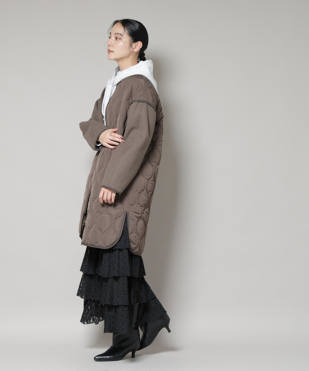 ベロニカビアード キルティング ジャケット ケーブル ニット 異素材 レイヤード ベロニカビアード キルティング ジャケット ケーブル ニット 異素材