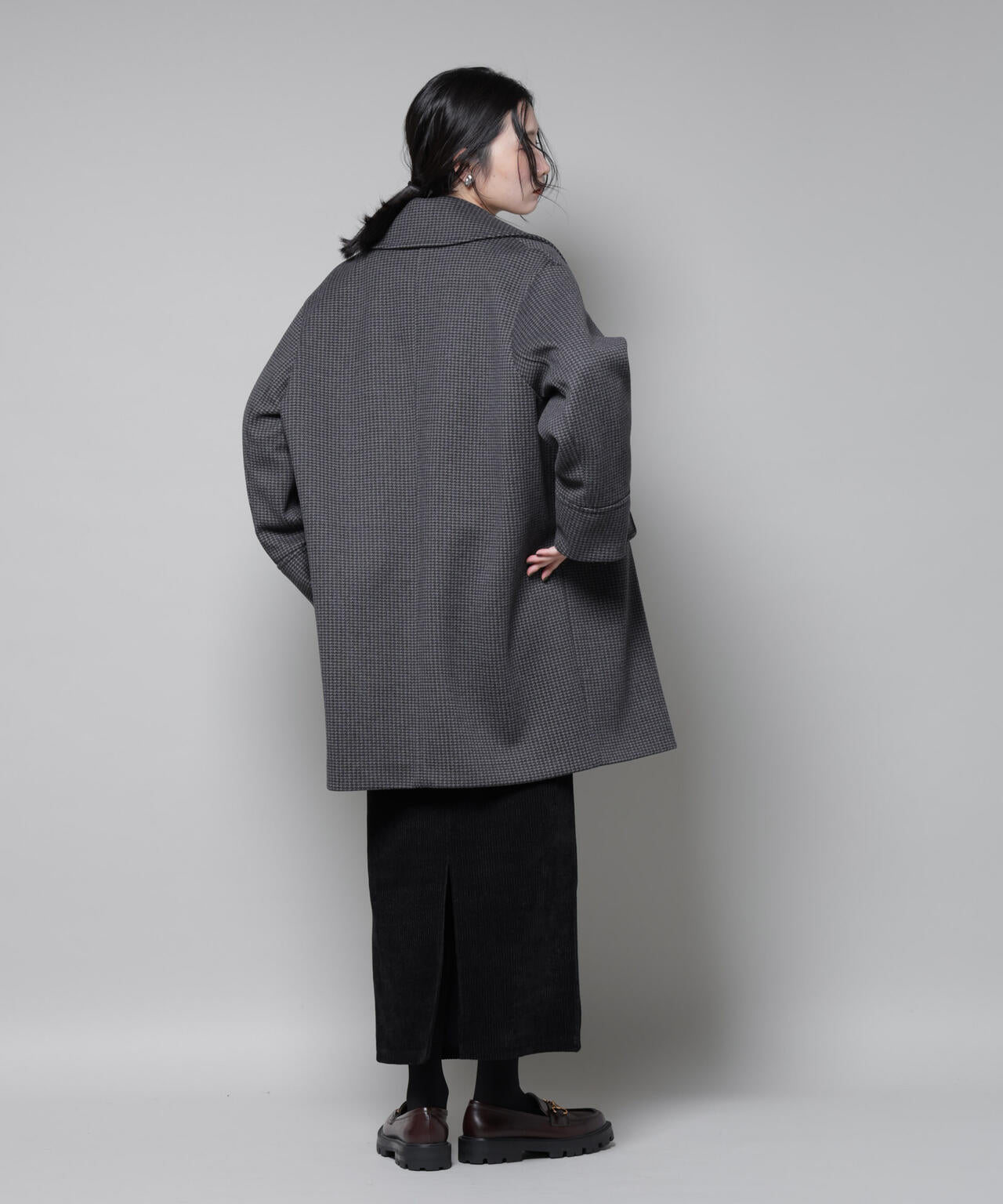 オーバーサイズ ポケット チェックコート