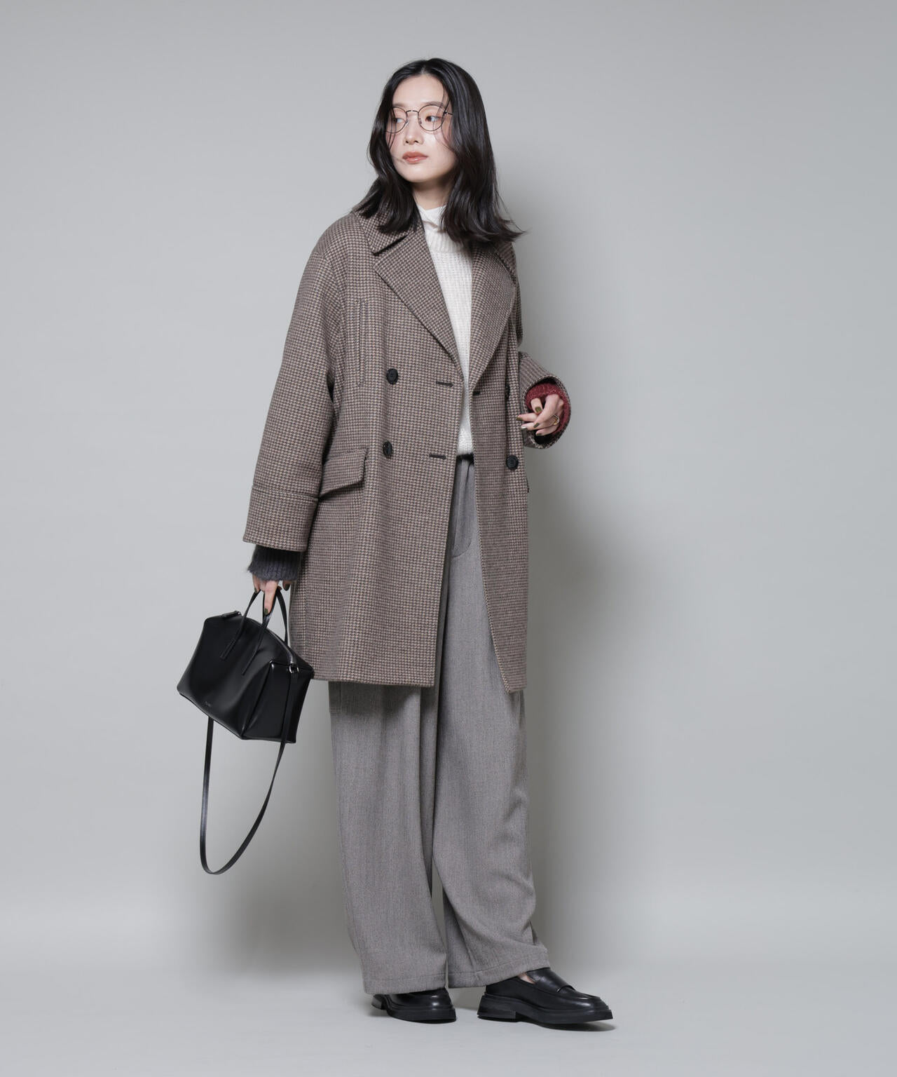 オーバーサイズポケットチェックコート 6695211308