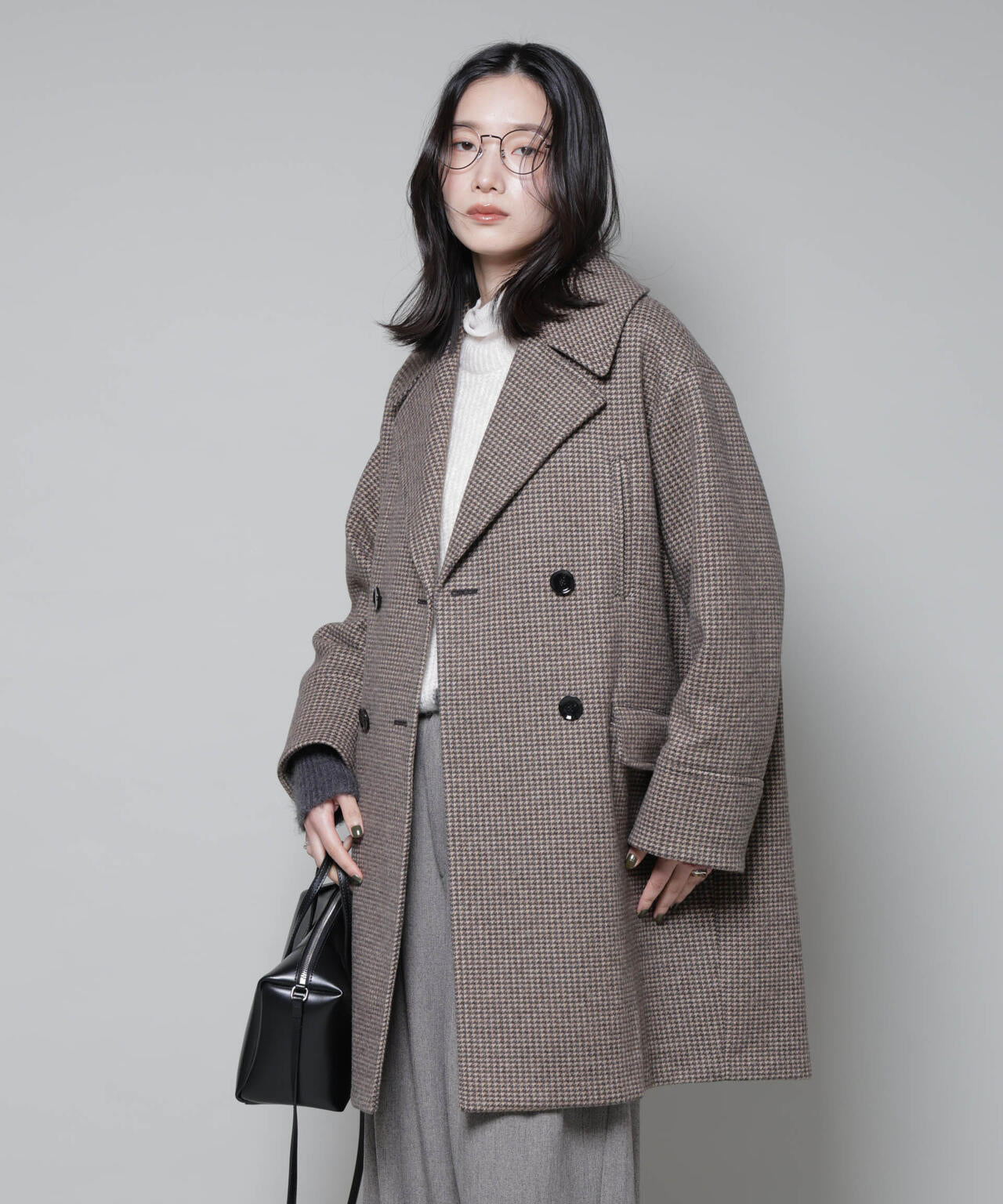 オーバーサイズポケットチェックコート