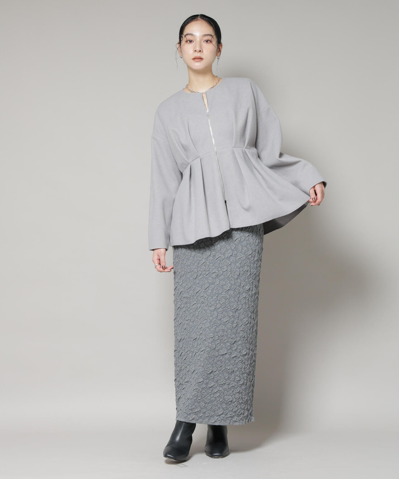 ニードルジャージーペプラムブルゾン 6695212304