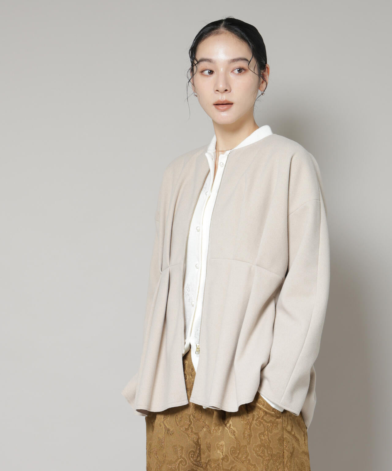 ニードルジャージーペプラムブルゾン 6695212304