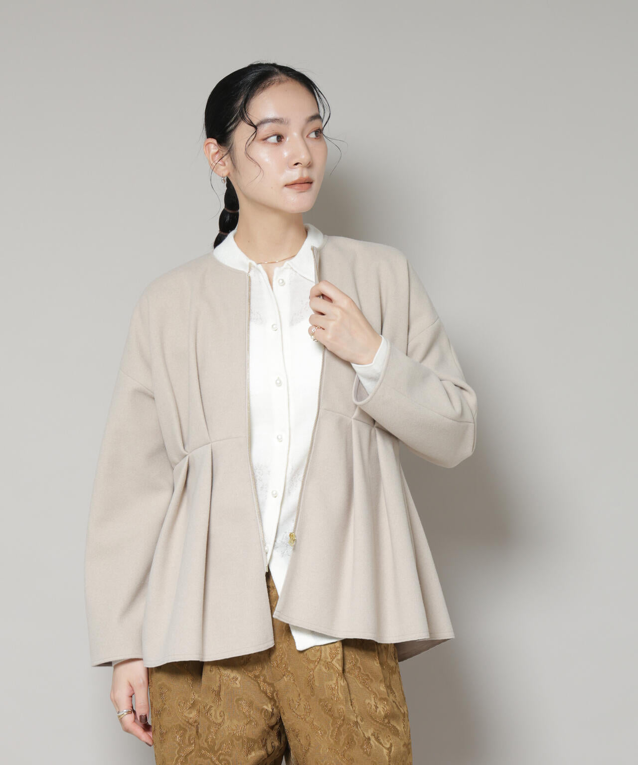 ニードルジャージーペプラムブルゾン 6695212304