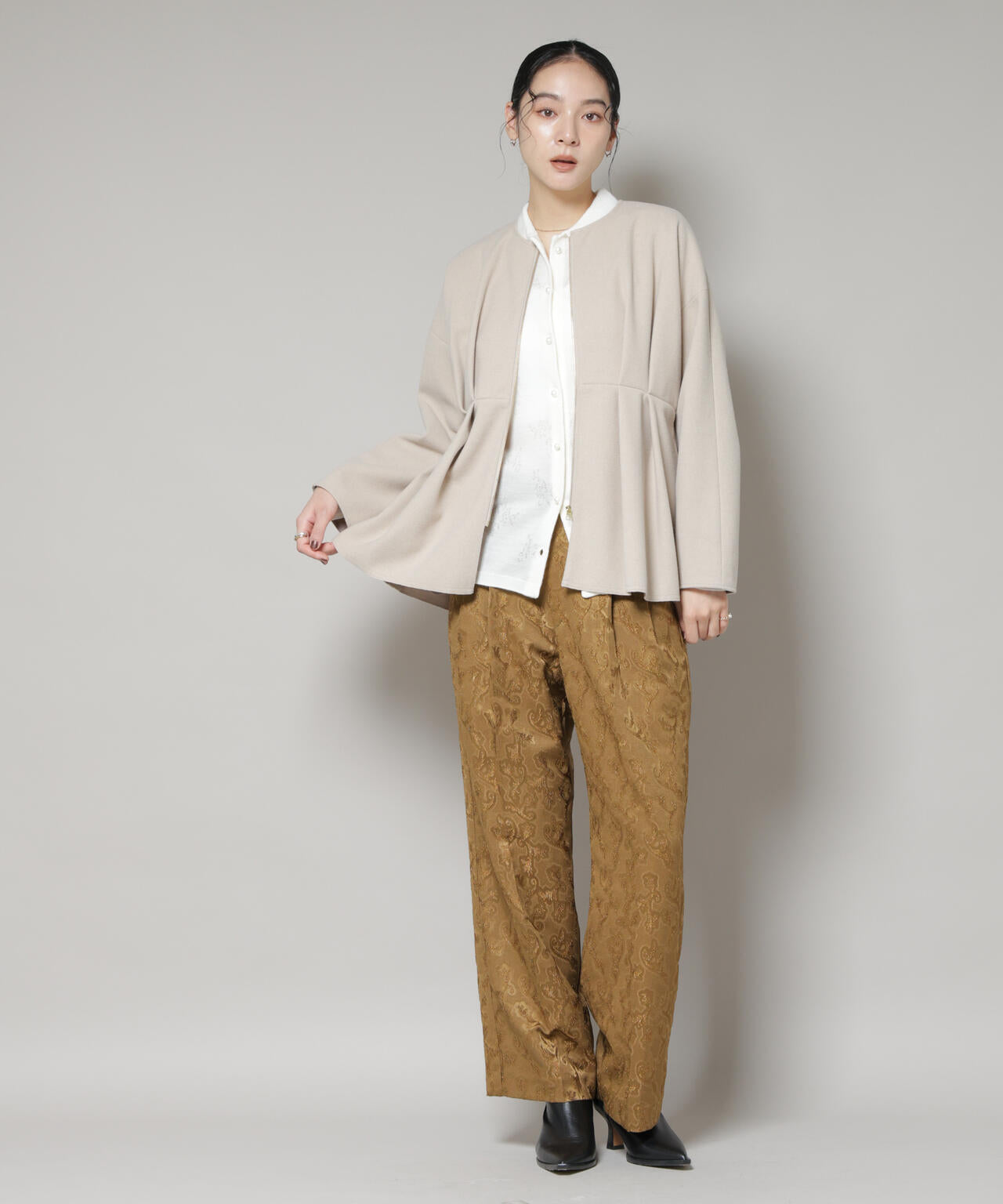 ニードルジャージーペプラムブルゾン 6695212304