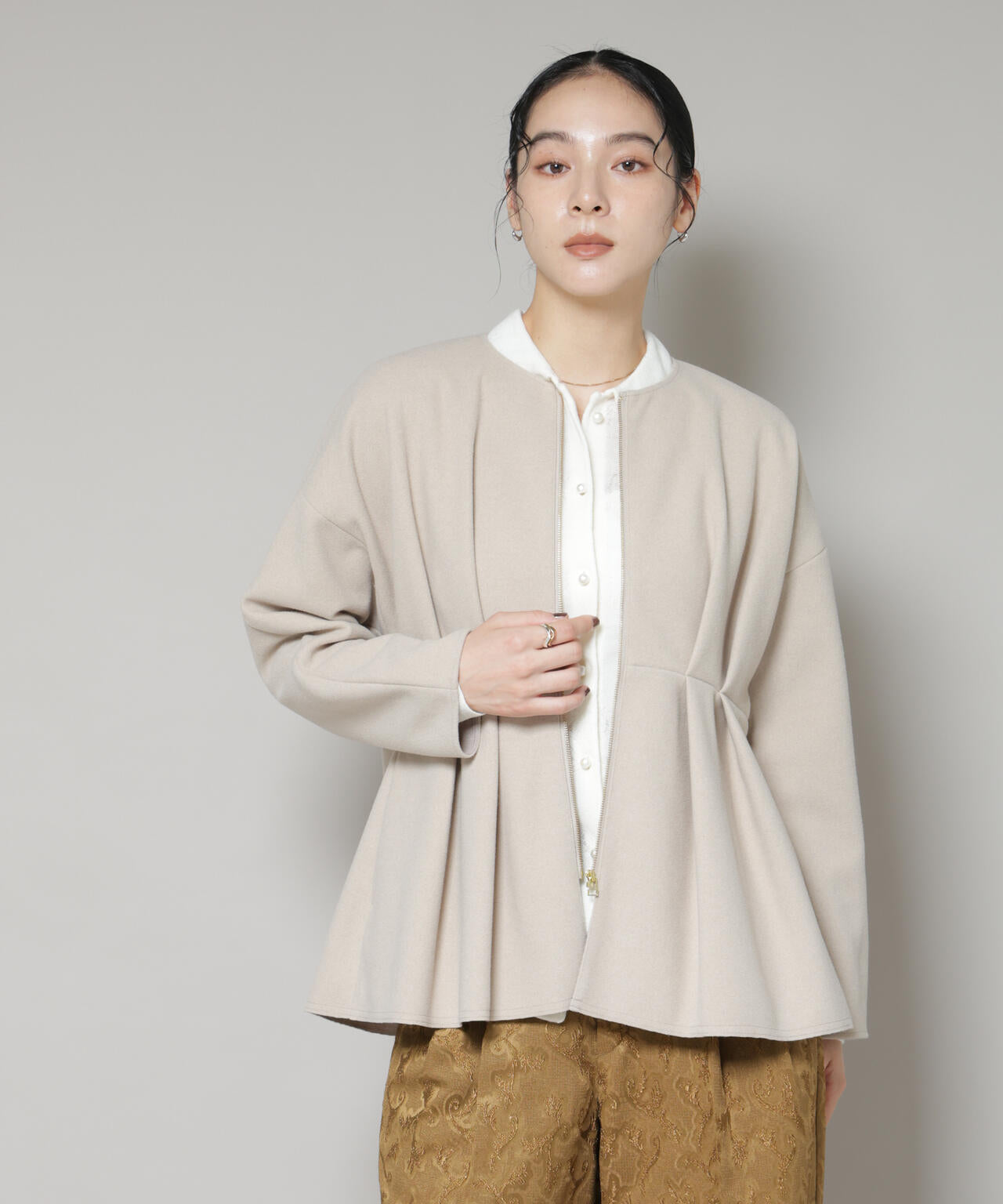 ニードルジャージーペプラムブルゾン 6695212304