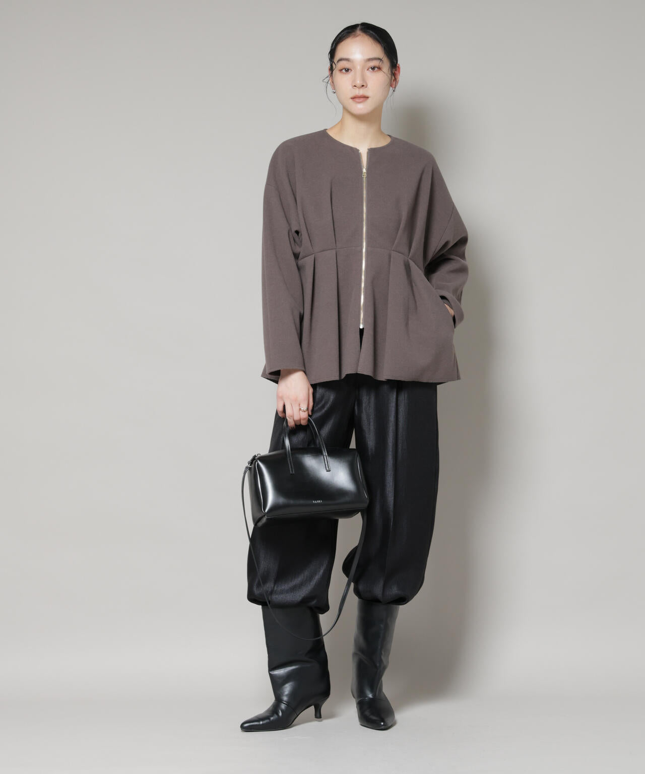 ニードル ジャージー ペプラム ブルゾン