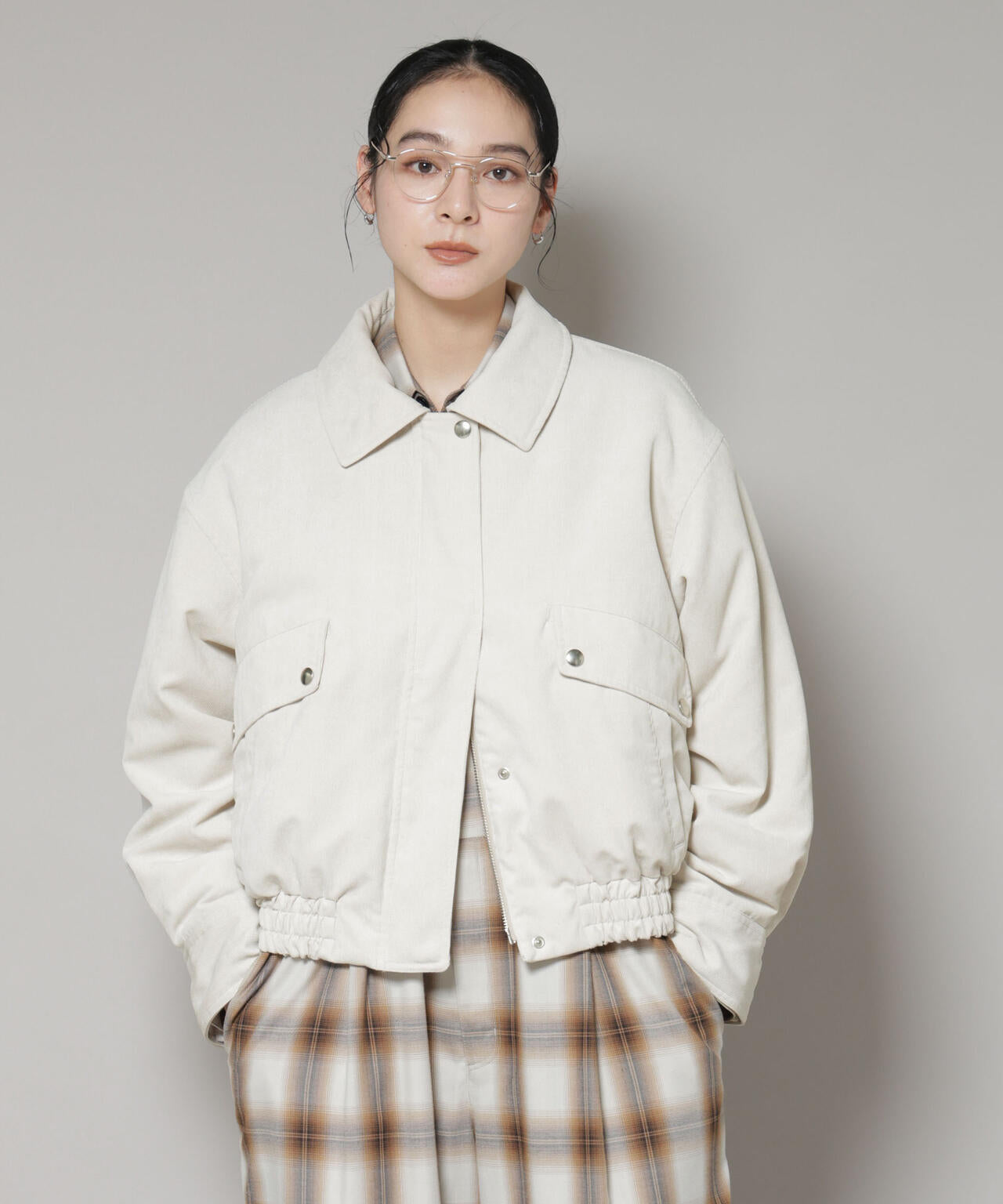 ボア 衿付き コーデュロイ 中綿 ブルゾン