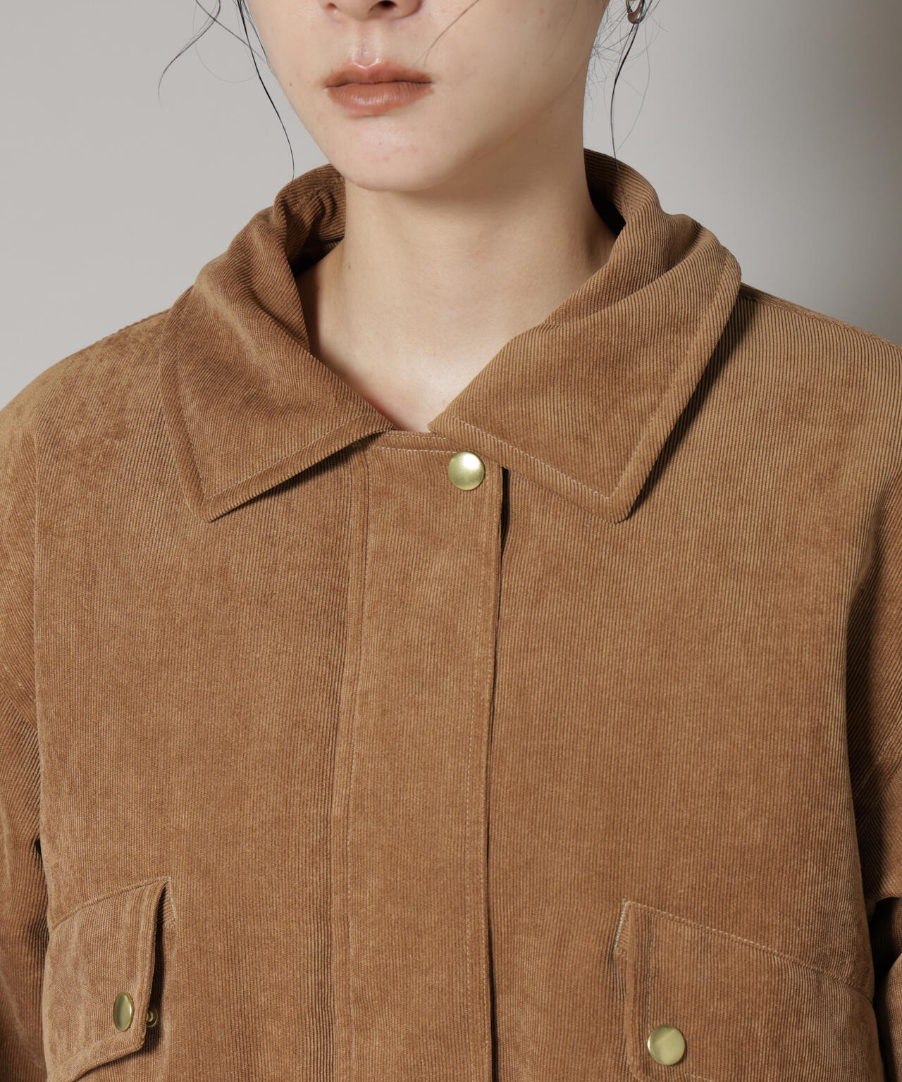 ボア 衿付き コーデュロイ 中綿 ブルゾン