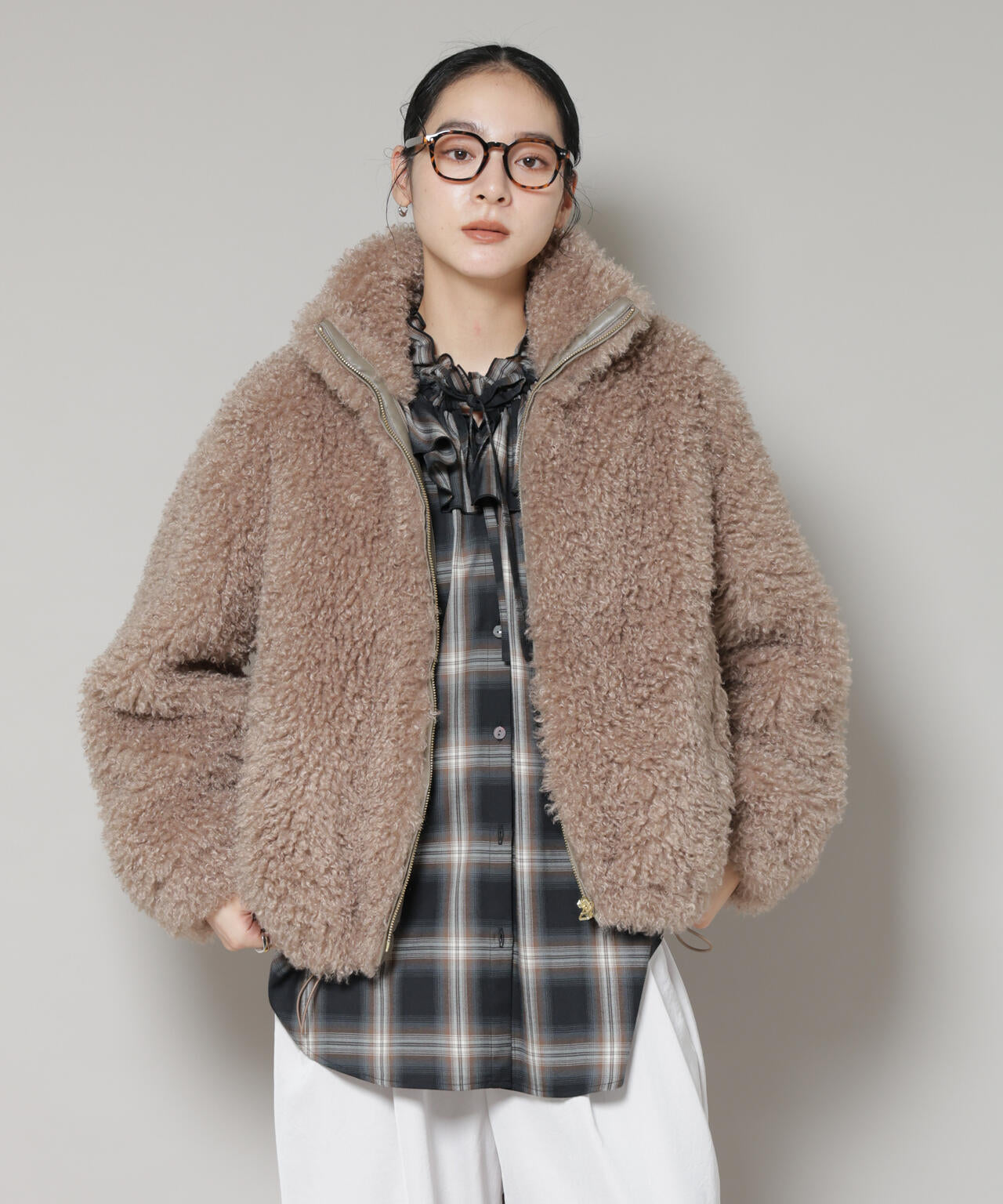 完売品 新品タグ付き☆ナノユニバース カーリーファースタンドブルゾン サイズS カーリー ファー スタンド ブルゾン