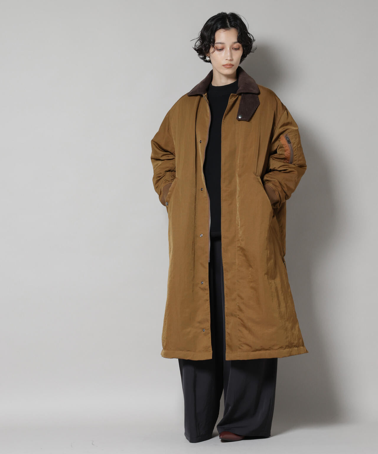 「STEVELOUR」「西川ダウン(R)」ミリタリーロングコート