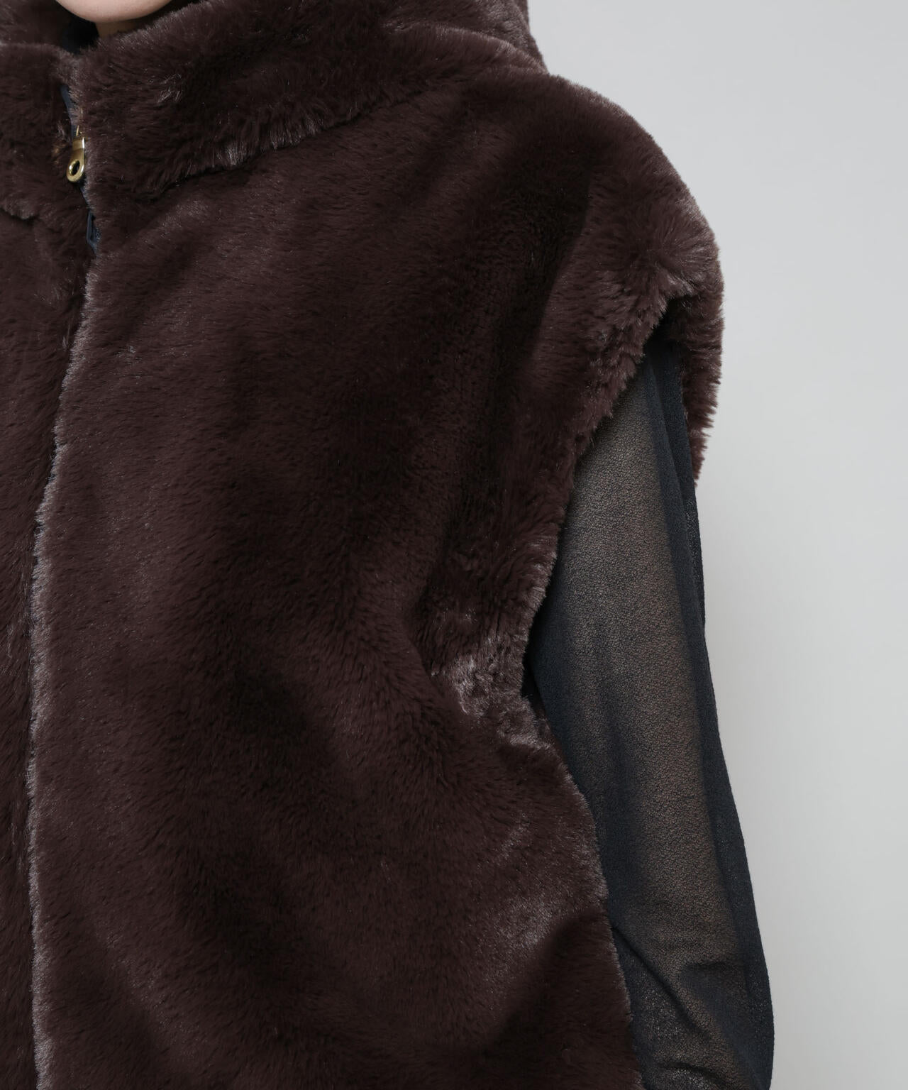 フェイクファーフードベスト 6695216305