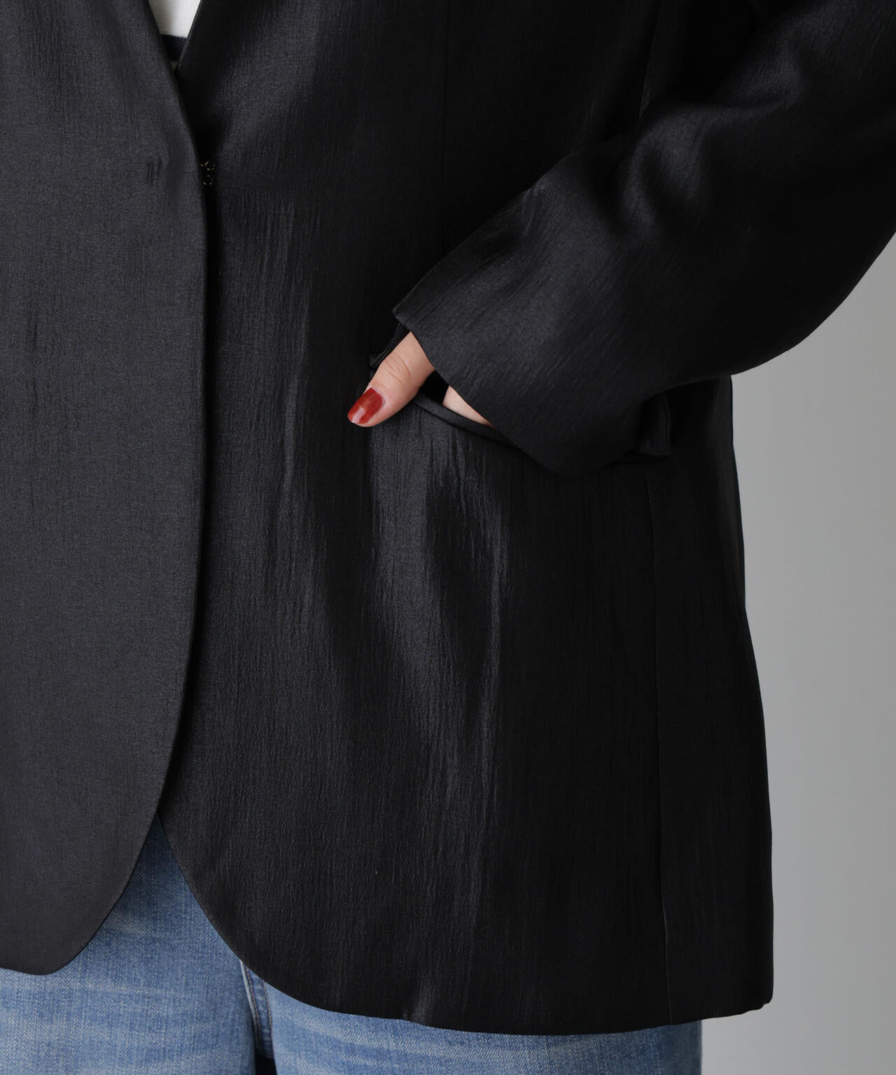 STEVELOUR 」サテン ノーカラー ジャケット ( セットアップ 可)