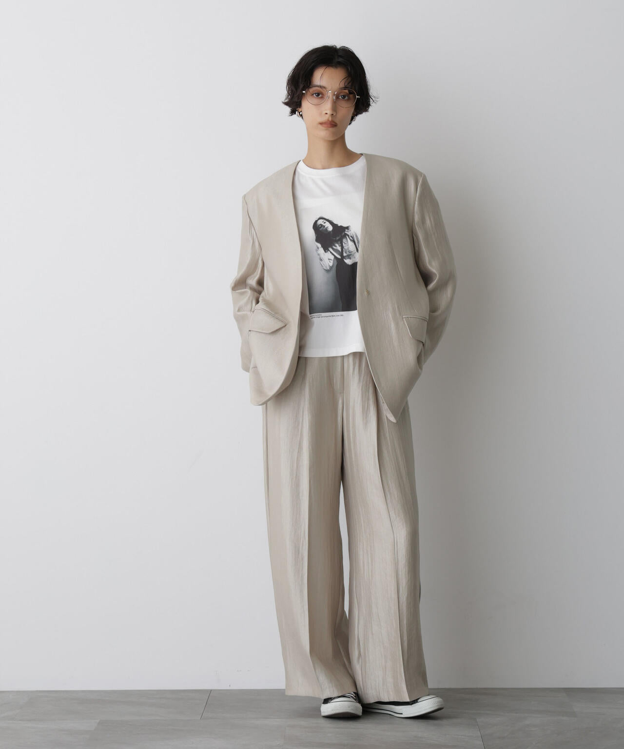 STEVELOUR 」サテン ノーカラー ジャケット ( セットアップ 可)