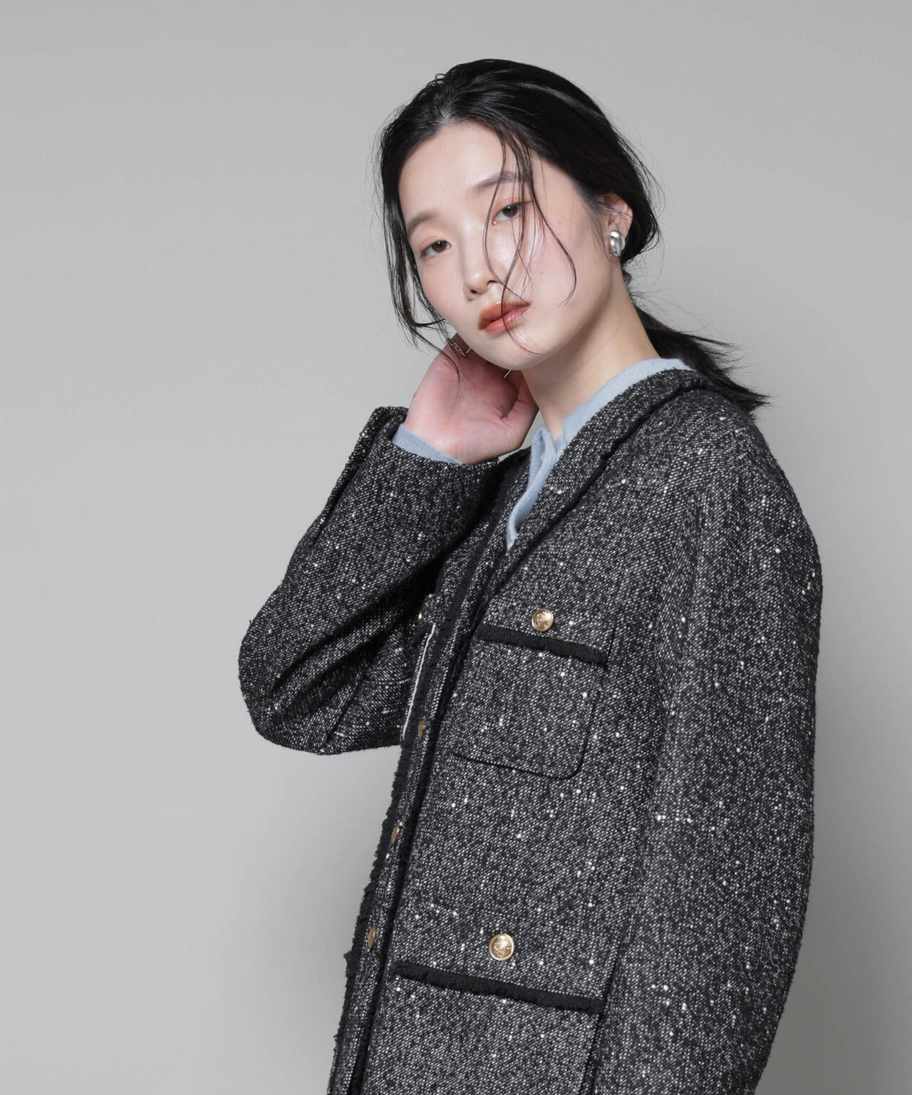 ネップツイードノーカラージャケット 6695216309